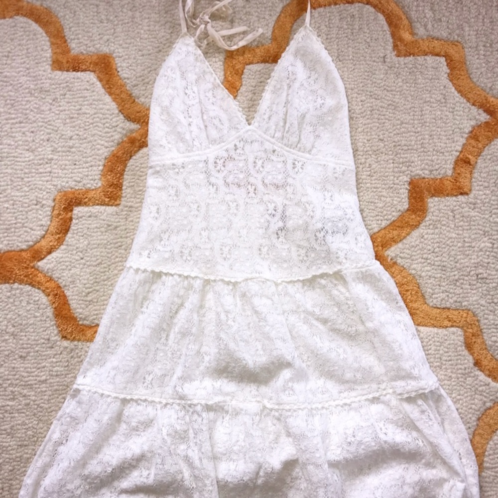 White lace halter dress
